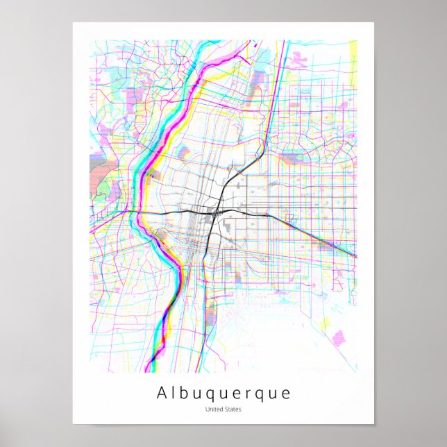 Albuquerque New Mexico Abstract Simple Map Poster (Front)