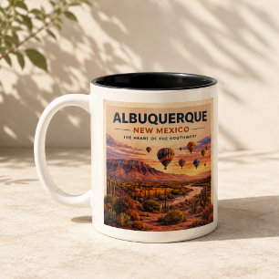 Albuquerque New Mexico Balloon Desert Sunrise Two-Tone Coffee Mug