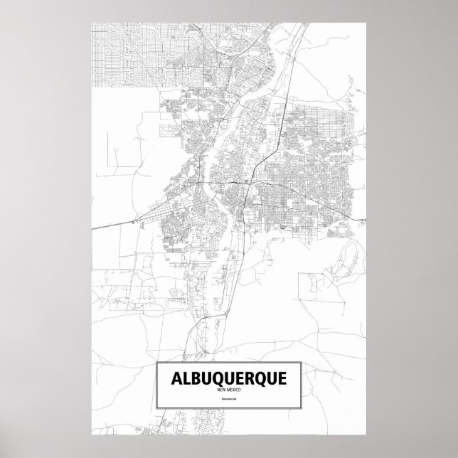 Albuquerque, New Mexico (black on white) Poster (Front)
