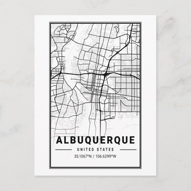 Albuquerque New Mexico City Map Minimalist Art  Postcard (Front)