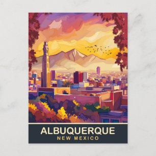 Albuquerque, New Mexico, City Skyline, Travel  Postcard