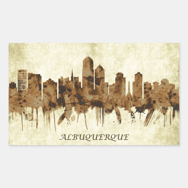 Albuquerque New Mexico Cityscape Rectangular Sticker (Front)