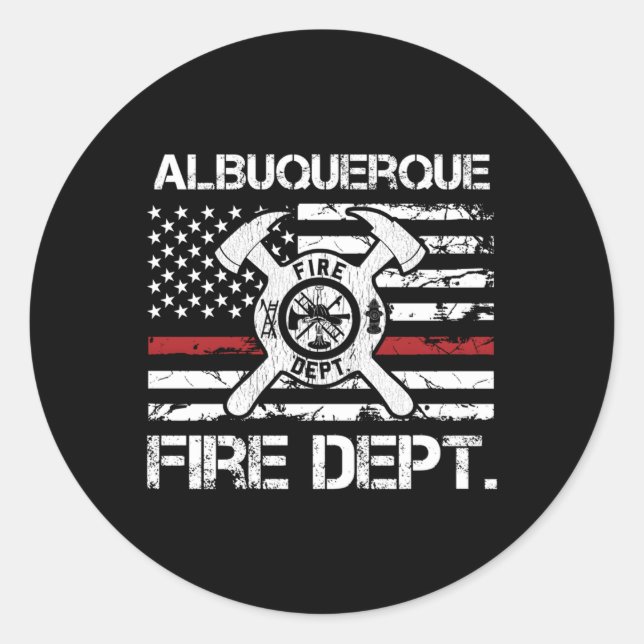 Albuquerque New Mexico Fire Dept Thin Red Line Fir Classic Round Sticker (Front)