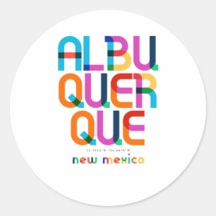 Albuquerque New Mexico Mid Century, Pop Art, Classic Round Sticker