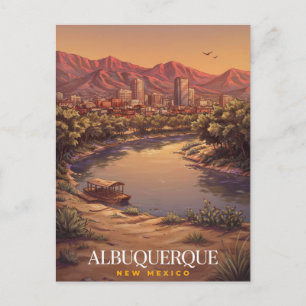 Albuquerque New Mexico Scenic Skyline Art Postcard