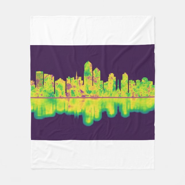 Albuquerque New Mexico Skyline Fleece Blanket (Front)