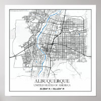 Albuquerque New Mexico Texas USA Travel City Map