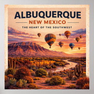 Albuquerque New Mexico Vintage Travel Poster