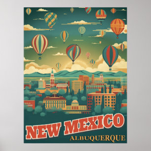 Albuquerque, New Mexico with a Hot Air Balloon Poster