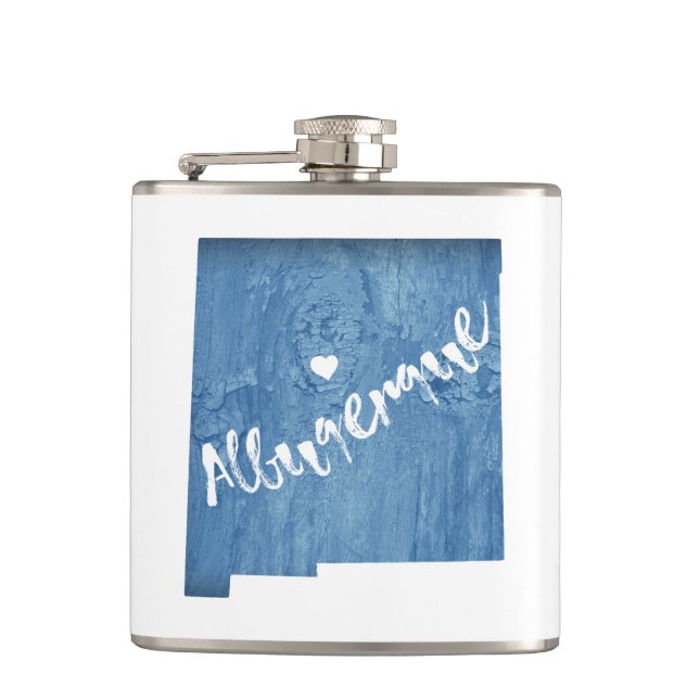 Albuquerque New Mexico Wood Grain Hip Flask (Front)