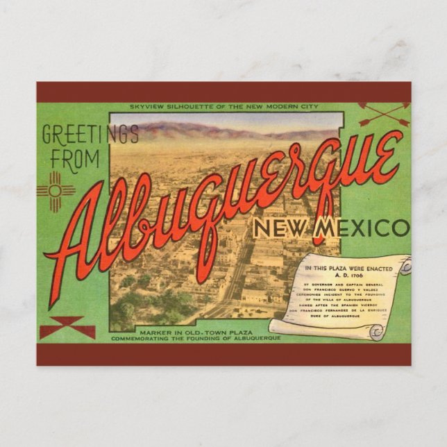 Albuquerque NM Plaza Greeting Postcard (Front)