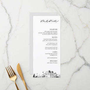 Albuquerque Skyline Modern Wedding Dinner Menu