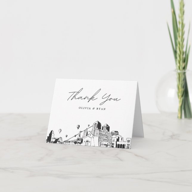 Albuquerque Skyline Sketch Blank Thank You Card (Front)