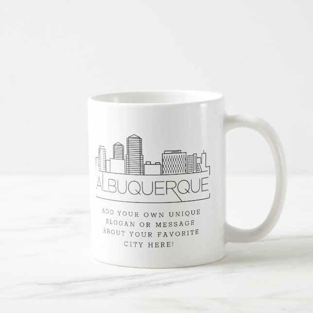 Albuquerque Stylised Skyline | Custom Slogan  Coffee Mug (Right)