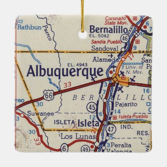 Albuquerque Vintage Map Ceramic Ornament (Back)