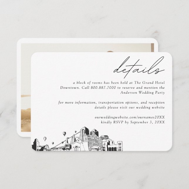 Albuquerque Wedding Hotel Room Block Details Enclosure Card (Front/Back)