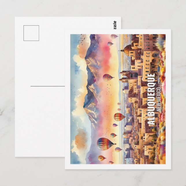 Alburquerque New Mexico Famous Place watercolor Postcard (Front/Back)