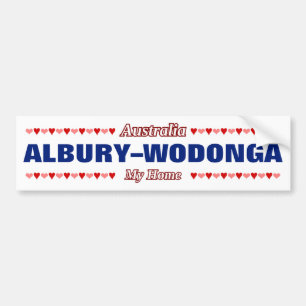 ALBURY–WODONGA - My Home - Australia; Hearts Bumper Sticker