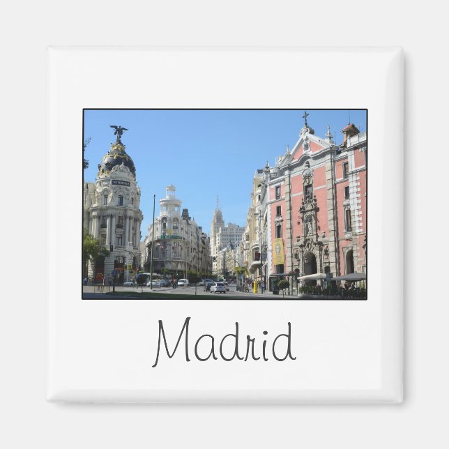 Alcala and Gran Via, Madrid Magnet (Front)