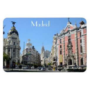 Alcala and Gran Via Street, Madrid Premium Magnet