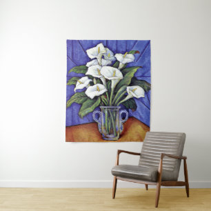 Alcatraces, fine art floral painting, tapestry