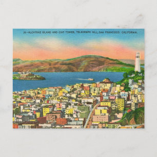 Alcatraz Coit Tower San Francisco Postcard