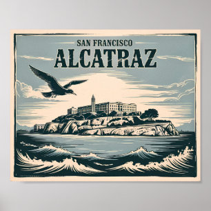 Alcatraz Island Prison San Francisco Travel Rertro Poster