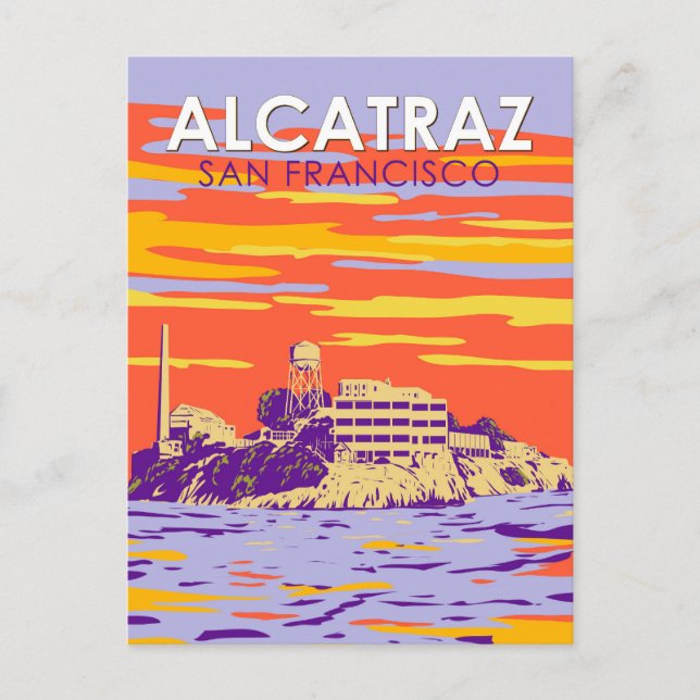 Alcatraz Island San Francisco Travel Art Vintage Postcard (Front)