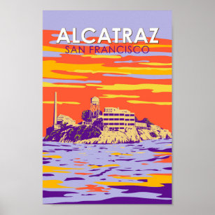 Alcatraz Island San Francisco Travel Art Vintage Poster