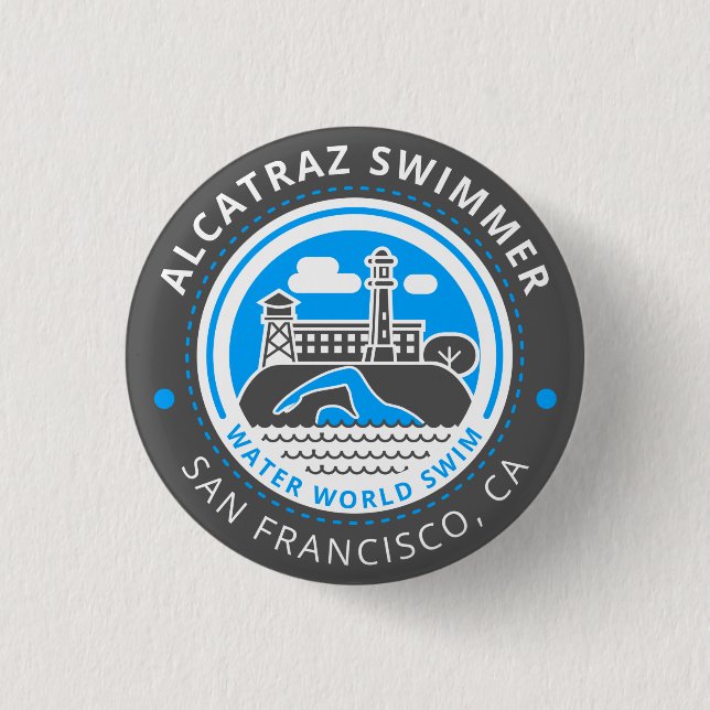 Alcatraz Swimmer button (Front)