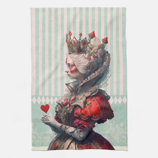 Alce in wonderland Queen of Hearts  Tea Towel (Vertical)