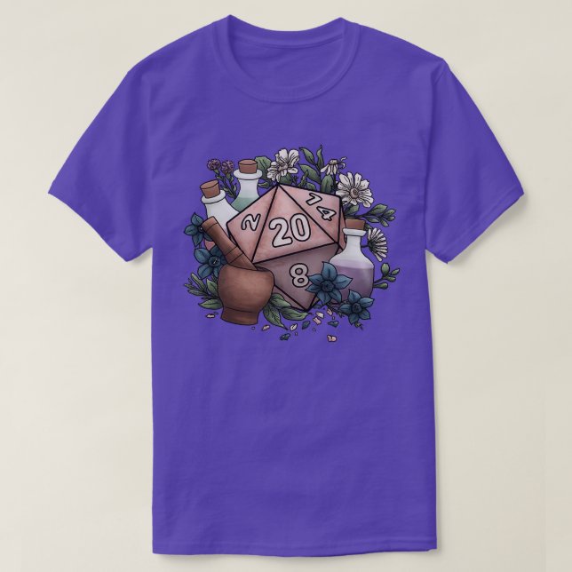 Alchemist D20 Tabletop RPG Gaming Dice T-Shirt (Design Front)