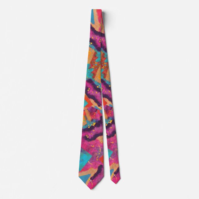 Alchemy Abstract Modern Painting Collage Artistic Tie (Front)