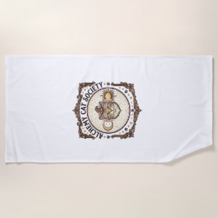 Alchemy Cat Society Cat Alchemy Vintage Vector Art Beach Towel