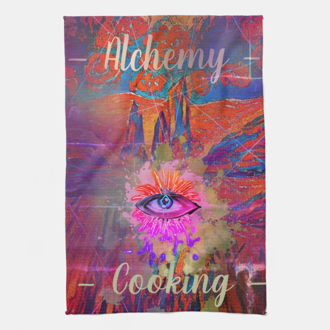 Alchemy Cooking Eye, Mount, Roses in the Sky Tea Towel (Vertical)