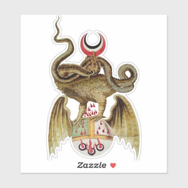 Alchemy Dragon  Vintage Illustration Vinyl Sticker (Sheet)