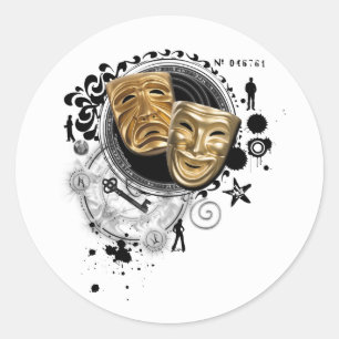 Alchemy of Acting Drama Masks Classic Round Sticker