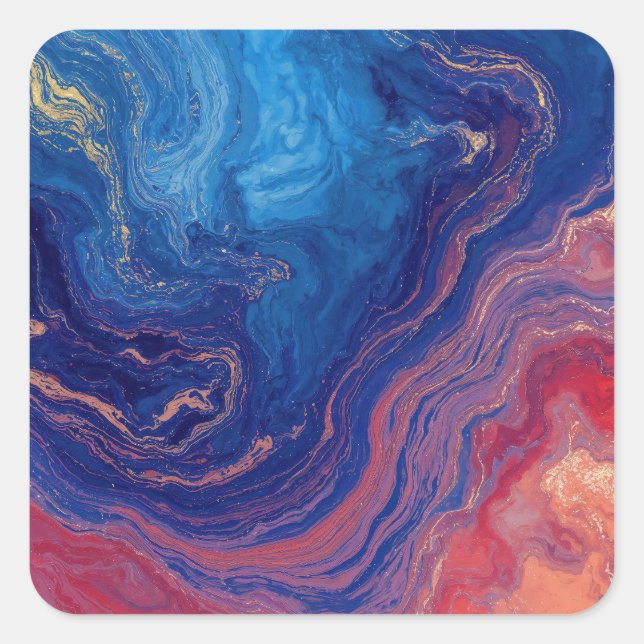 “Alchemy of Currents” – A Colourful Abstract Square Sticker (Front)