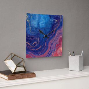 “Alchemy of Currents” – A Colourful Abstract Square Wall Clock