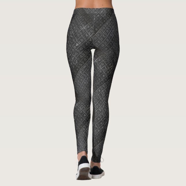 Alchemy Symbols Black Blackboard Chalkboard Leggings (Back)