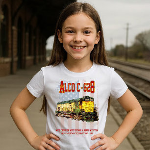 Alco C-628 Diesel Locomotive and American flag T-Shirt