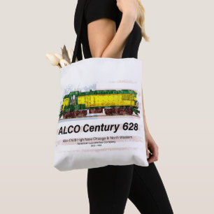 Alco C-628 Diesel Locomotive and American flag Tote Bag