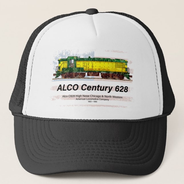 Alco C-628 Diesel Locomotive and American flag Trucker Hat (Front)