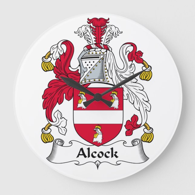 Alcock Family Crest Large Clock (Front)