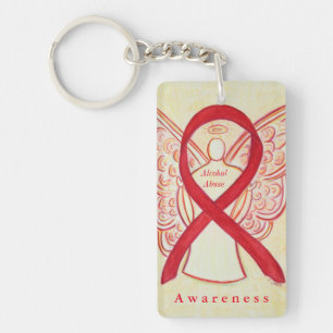 Alcohol Abuse Angel Awareness Ribbon Keychain