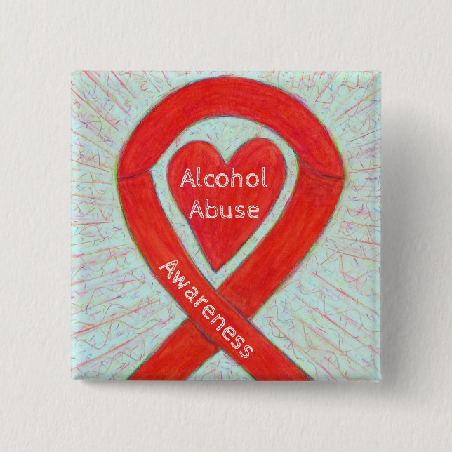 Alcohol Abuse Red Heart Awareness Ribbon Pin (Front)