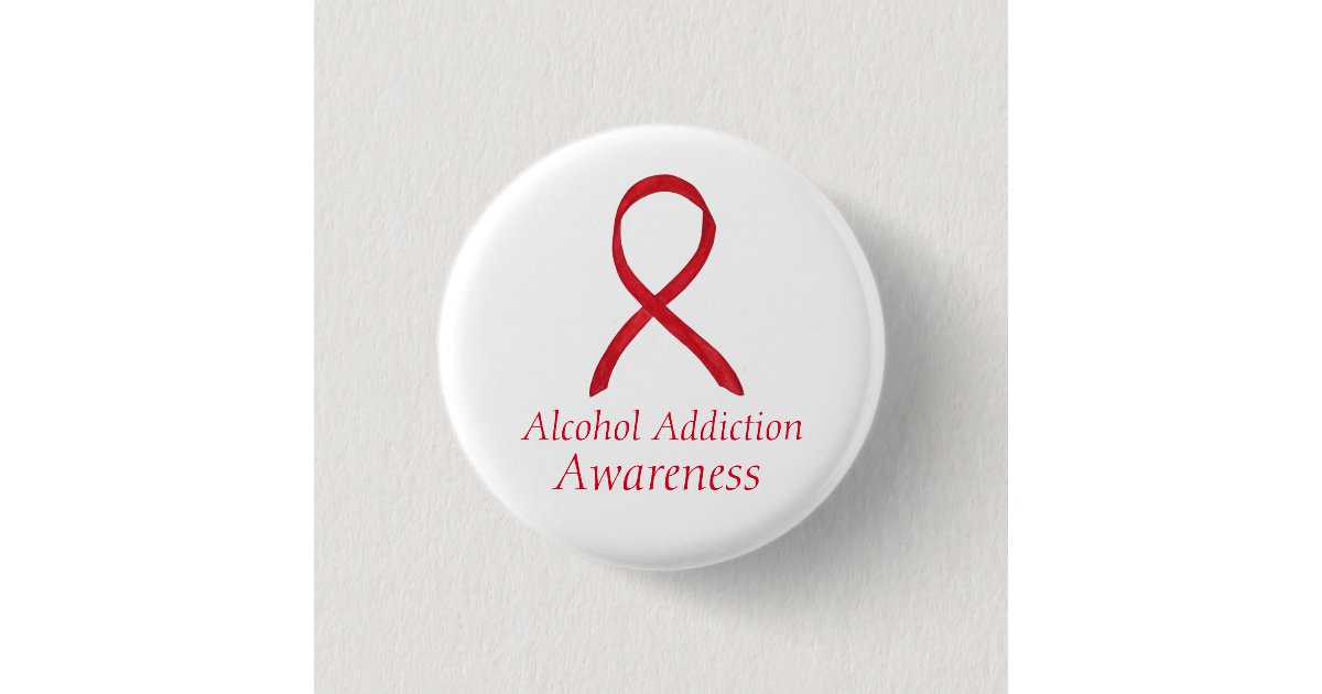 Alcohol Addiction Awareness Red Ribbon Pin | Zazzle