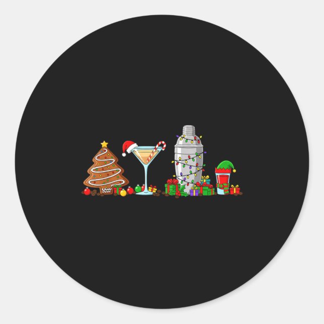 Alcohol &amp; Tails Christmas &amp; Shaker Holiday Classic Round Sticker (Front)