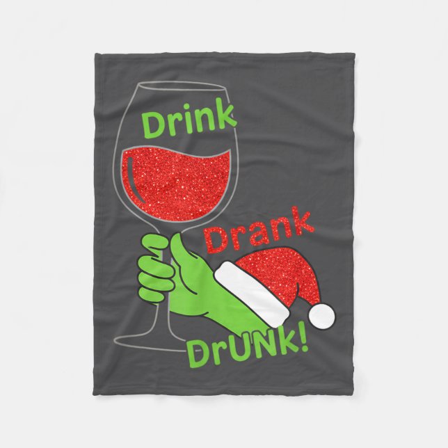 Alcohol &amp; Tails Drink Drank Drunk! Funny Chris Fleece Blanket (Front)