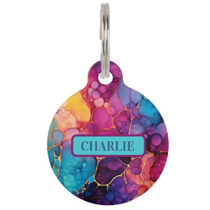 Alcohol and Ink Abstract Bubbles Pet Tag